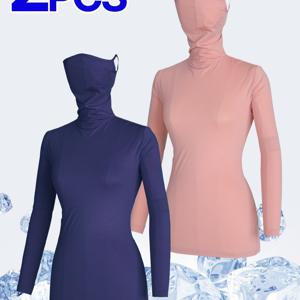 [2PCS] 여성 썸머 자외선차단 냉감 스포츠 아웃도어 쿨링 긴팔 티셔츠(W6OPST13)