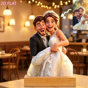 2D 평면 맞춤형 사진 초상화, AI 디자인 스타일, 선물용으로 적합 - 사무실 장식과 호환되는 2D 평면 아크릴 탁상용 사진 액자 - 부모님을 위한 가족 기념품 선물, 생일 - 사진 변환, 2D 평면 할로윈 크리스마스 장식