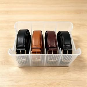 TEMU 옷장 서랍용 4칸 투명 넥타이 및 벨트 정리함, 벨트 진열대가 있는 남성 바지 포켓, 벨트 보관 케이스