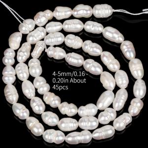 TEMU 비즈 및 비즈 모음 4-5mm 천연 흰색 진주 쌀 모양, 주얼리 제작 팔찌 목걸이 모음, 약 45개/스트랜드