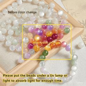 TEMU 목걸이 팔찌 DIY 공예용 색상 변경 비즈 101개, 흩날리는 비즈, 햇빛에 반응하는 실 & 휴대폰 고리, 휴대폰 참용 10g + 200cm 고무줄 포함 (혼합 색상)