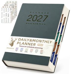 TEMU 2027 데일리 플래너 바인더, 400페이지 - 습관 추적, 월간 및 일간 시간 계획 노트, 시간 관리 및 자아 규율 계획, 생산성 계획 노트 포함