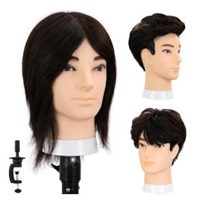 TEMU 남성 헤드 모델, 헤어 스타일링, 염색, 커팅 및 모양 만들기용 실제 모발 마네킹 헤드, 스탠드 포함 헤어 스타일 및 훈련용 실제 모발 인형