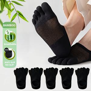 TEMU 5켤레 여름 남성용 대나무 섬유 투명 5발 양말 | 통기성 좋은 메시 소재 땀 흡수 및 냄새 방지 고품질 분할 토우 양말, 올 시즌에 운동 및 캐주얼 웨어에 적합