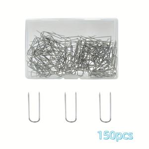 TEMU 150/300/1000개 U자형 플로럴 핀, U자형 녹색 식물 브로치, 수제 소품 포지셔닝용, 플로럴 고정 바늘, 길이 2.3Cm