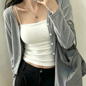 TEMU 고양이 귀 모양 방향성 부드러운 성격 가디건 얇은 스프링 여름 가을 통기성 자외선 차단 가디건 반팔 긴팔 겉옷