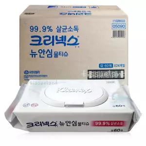 크리넥스 안심 물티슈 항균 캡 60매X24개