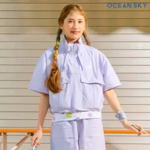 여아 스트레치 반지퍼 반팔 아노락 티셔츠-DBJG5861C0T
