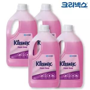 (1.95L x 4개) 크리넥스 핸드워시 폼 솝 로즈라일락향/리필/대용량/액체/비누/손세정/업소/물비누/어린이집