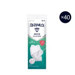 크리넥스 KF94 와이드핏 4단 국내생산 마스크 화이트 대형 1P X 40개
