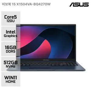 ASUS 비보북 15 X1504VA-BQ4270W 인텔 코어5 120U 대학생 슬림노트북 16GB 512GB WIN11 YO