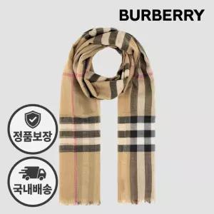 버버리 체크 울 실크 스카프 베이지 8078779 127469724
