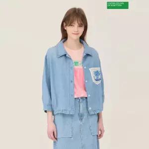 베네통 야자수 스트링 데님 셔츠 BABL65531