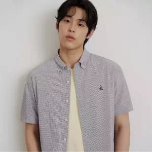빈폴 26SS OFF빈폴 시어서커 마이크로 깅엄 반소매 셔츠 브라운 BC6465C42D BC6465 1247447