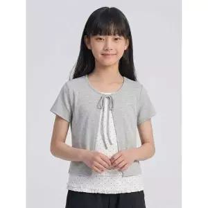 HANGTEN TEENS 틴즈 여아 레이어드 가디건 반팔 티셔츠_055(14570-131-458-31)
