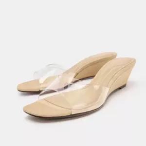 ZARA슈즈  자라여자슬리퍼 뮬 웨지힐슬리퍼 투명  5CM  여름 6421