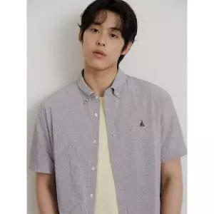 빈폴 26SS 30%OFF 시어서커 마이크로 깅엄 반소매 셔츠 브라운 BC6465C42D 1289976