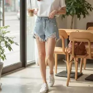 찢청 청반바지 반바지 핫팬츠 데님 여성 여행룩