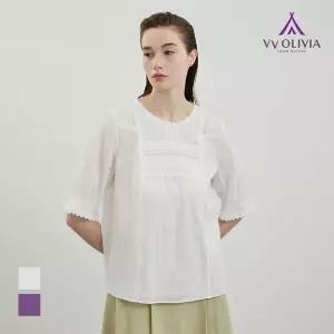 [비비올리비아] [VVOLIVIA] 레이스 핀턱 탑_VVCNL4M4261