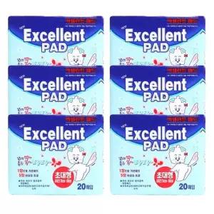 강아지실내배변 강아지 아몬스 초대형 패드 20매 6P 화장실 배변패드