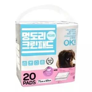 멍도리 크린 패드 특대형 20매 국내산 순수 펄프 뽀송뽀송한 대형패드 큰강아지패