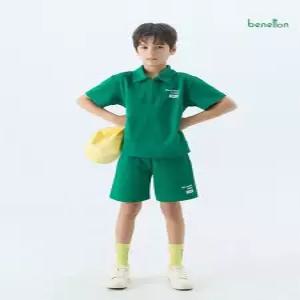 [베네통 언더웨어][베네통] 베네통 키즈 PK 카라 셋업 그린 BNKES5M30T