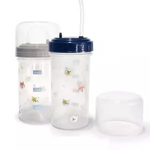 유어샵 요양 도시락 실리콘 스포츠물병 애니멀 400ml 빨대 휴대용