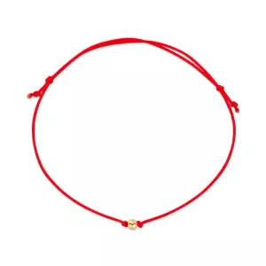 갤러리아 [비앤비골드] 당일발송 14K 3mm 미니 골드볼 실크끈 레드 실팔찌 BHB4
