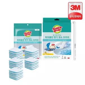 3M 스카치브라이트 변기에 버리는 파워클린 크린스틱 변기 청소 브러쉬 핸들+리필 25개