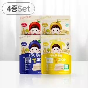 퓨어잇 떡뻥 오가닉 과일쌀과자 4종세트 아이 간식 과일칩 동결건조 핑거푸드 외출 어린이 베이비 아기 과
