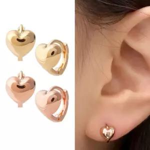 14K 하트 로즈 골드 원터치링 금 귀걸이