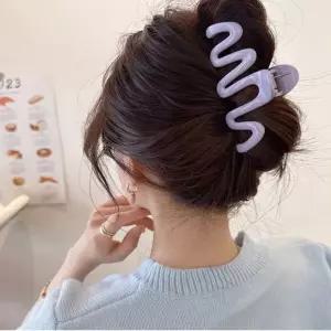 여자 4컬러 13CM 웨이브 물결 헤어핀 파스텔톤 집게핀