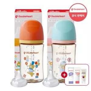 더블하트 모유실감 디어프렌즈 240ml 싱글더블세트 (젖병2+M젖꼭지2)
