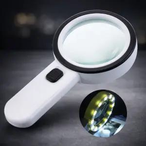 LED 돋보기 30배율 고배율 확대경 12LED모듈 휴대용 사물관찰 작업장 정밀관찰 노안 독서