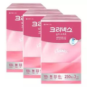크리넥스 실크소프트 미용티슈 각티슈 250매 x3입
