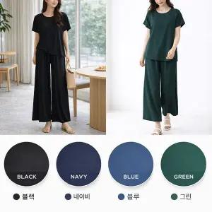 [보리보리/모든고]시원한 아이스쿨 인견 상하세트 라운드티셔츠+와이드팬츠 4color