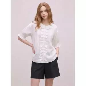 써스데이아일랜드 THURSDAYISLAND 프릴장식 오픈형 블라우스T244MBL259W 417630