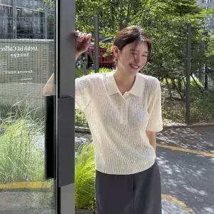 [메이블루]골지 카라 반팔니트