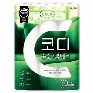 코디 순수 3겹데코 30M 30롤 x1팩 비데겸용