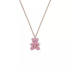스와로브스키 Teddy 핑크 테디베어 곰돌이 여성 로즈골드 체인 목걸이 5642976