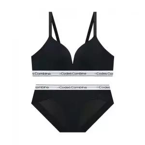 매장정품 CODES COMBINE 코데즈컴바인 INNERWEAR 톤온톤 컬러밴딩 노와이어 브라팬티세트_블랙 CCWRPB52BK