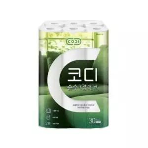 휴지 코디 순수 두루마리 화장지 3겹 30롤 30M 1팩