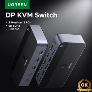 UGREEN DP KVM 스위치 2대 모니터 PC용 8K 60Hz USB 3.0 키보드 마우스 공유 HDR 지원 노트북 데스크탑 프
