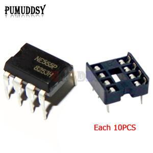 20PCS (각 10개) NE555 IC 타이머 프로그래밍 발진기 칩 및 8핀 DIP 소켓