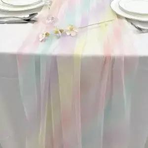 75cmX275cm 레인보우 그라디언트 거즈 테이블 러너 웨딩 신부 샤워 Brithday 파티를위한 쉬어 다이닝 장식