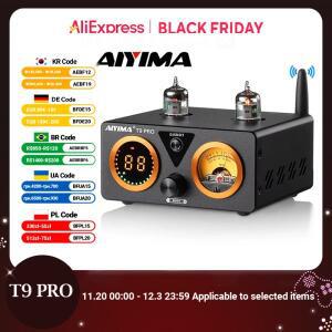 AIYIMA T9 프로 하이파이 블루투스 튜브 앰프 VU 계량기 스테레오 파워 USB DAC COAX OPT 홈 오디오 100W x