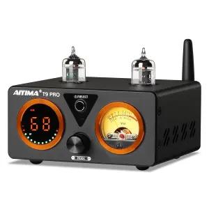 AIYIMA T9 PRO 200W 블루투스 앰프 하이파이 디지털 클래스 D 전원 2.0/2.1 채널 진공관 DAC VU 미터 및