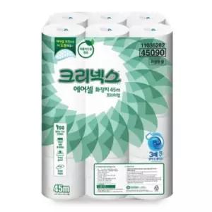 티슈 두루마리 화장지 크리넥스 물에 24롤 녹는 에어셀 45m