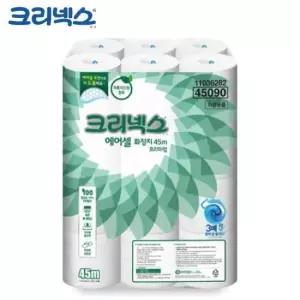 크리넥스 두루마리 화장지 물에 녹는 프리미엄 에어셀 45m (24롤)