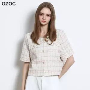 [오조크(OZOC)] 체크 트위드 반팔자켓 (택가격 114000원)